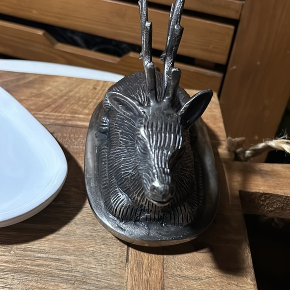 Pottery Barn Stag pewter butter dish in EUC RARE - Picture 5 of 6